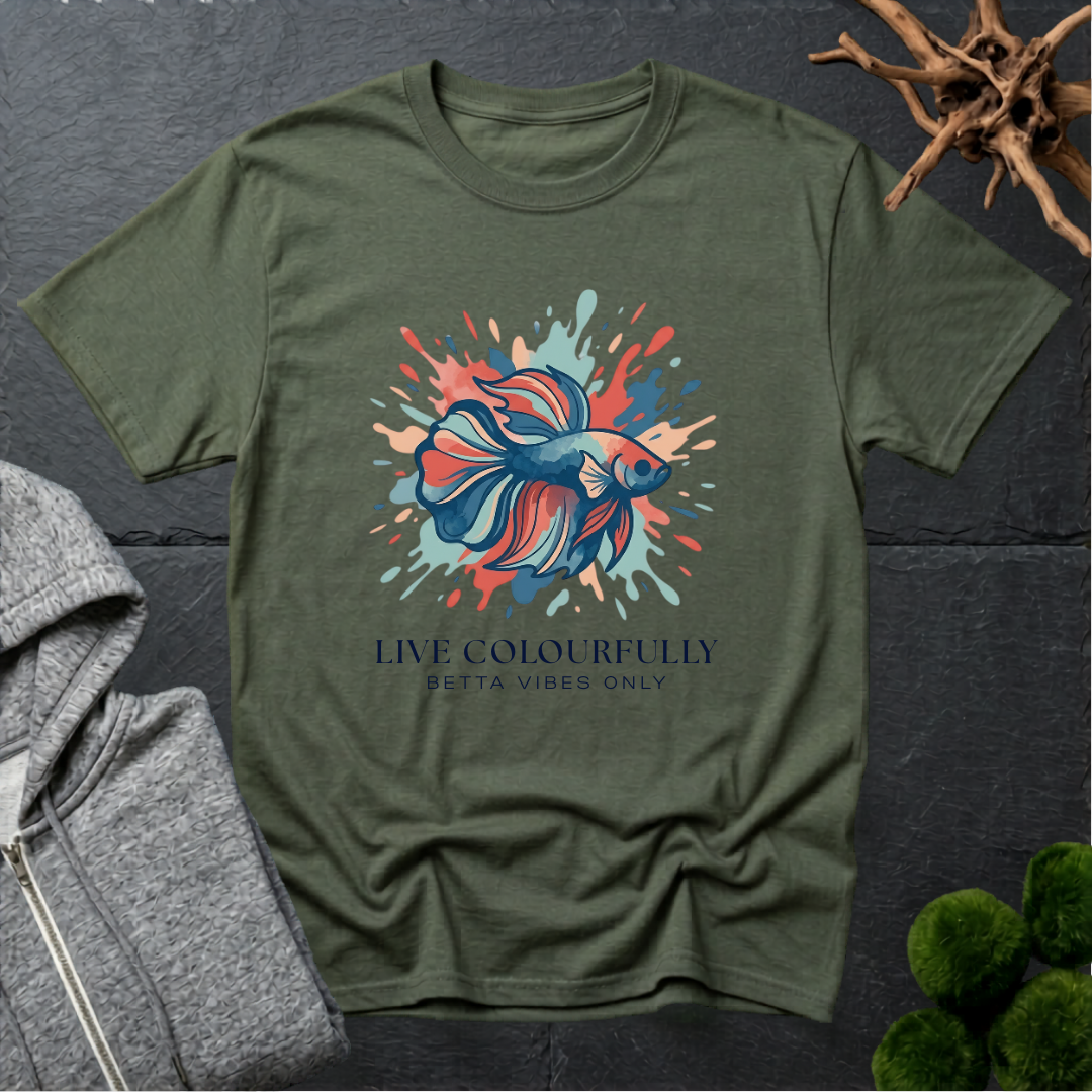 Live Colourfully Betta Vibes Only T‑Shirt | Betta Lover Shirt