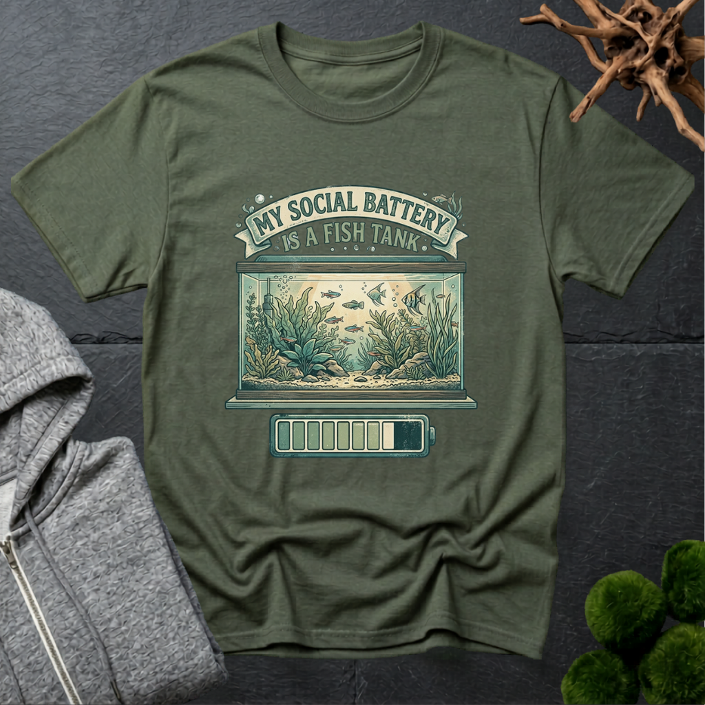 My Social Battery Is A Fish Tank T‑Shirt | Aquarium Lover Shirt