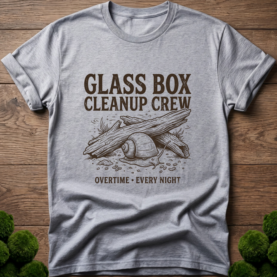 Mystery Snail Glass Box Cleanup Crew T-Shirt